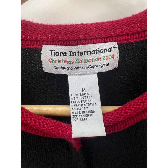 Tiara International 2004 Leaping Santas Medium Ugly Christmas Cardigan Sweater - Picture 5 of 6